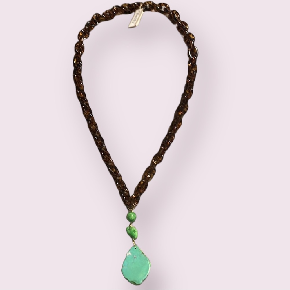 Tortoise Link Stone Necklace NWT